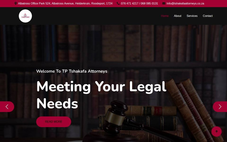 TP Tshakafa Attorneys homepage